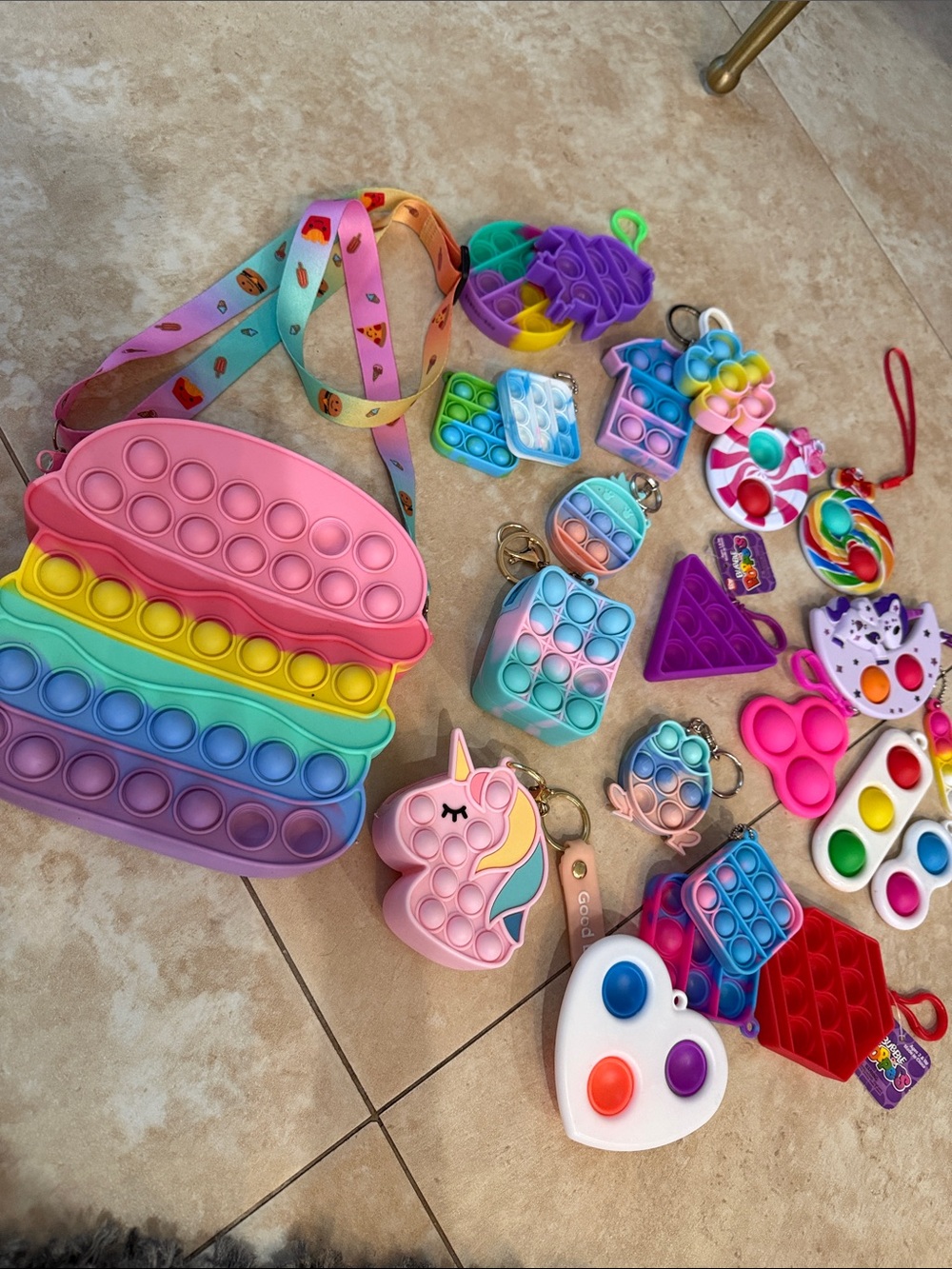 Kids Rainbow Pop-It Fidget Toy Set . 3 coin fidget purses. Some NWT
